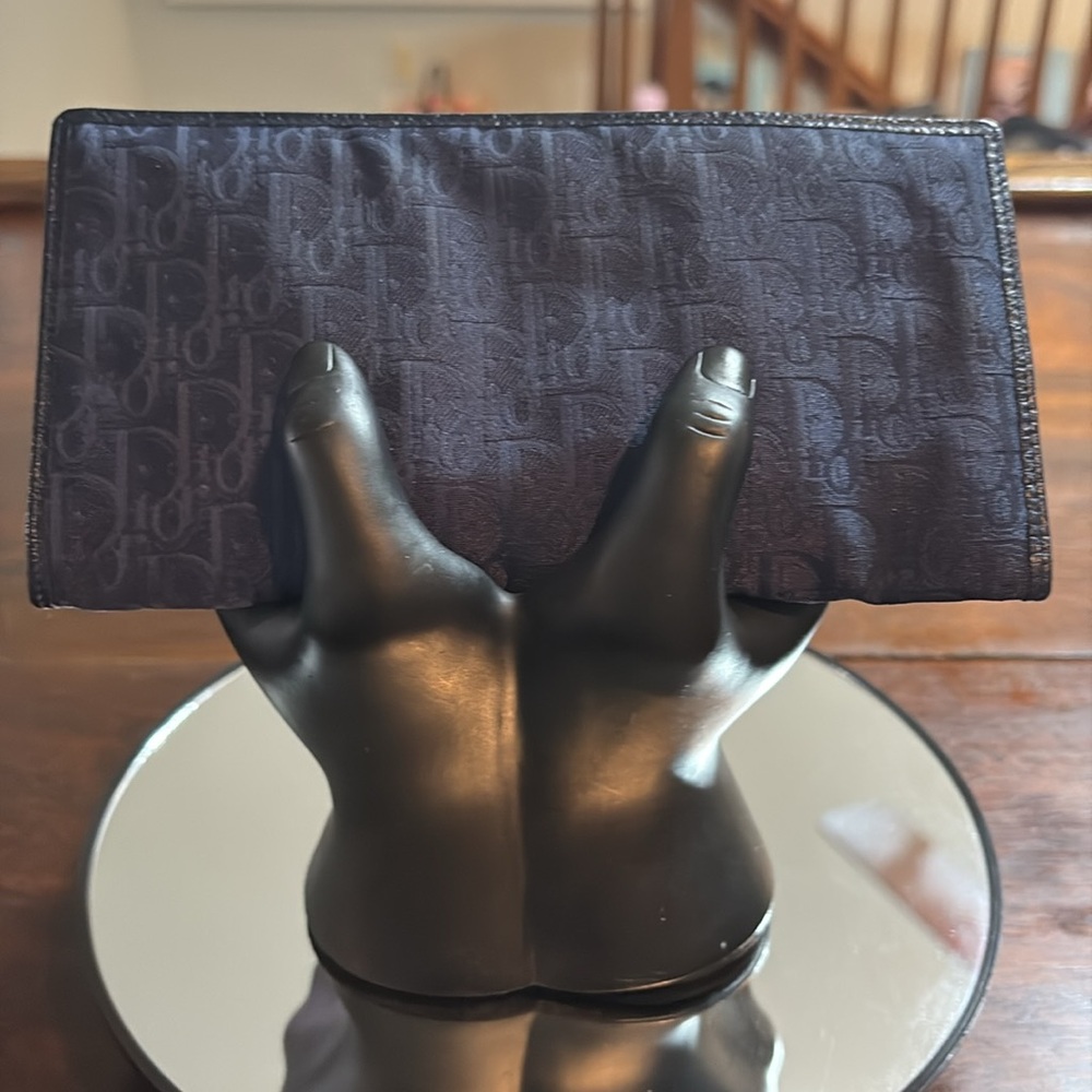 DIOR Vintage Trotter Canvas/Leather Wallet Navy